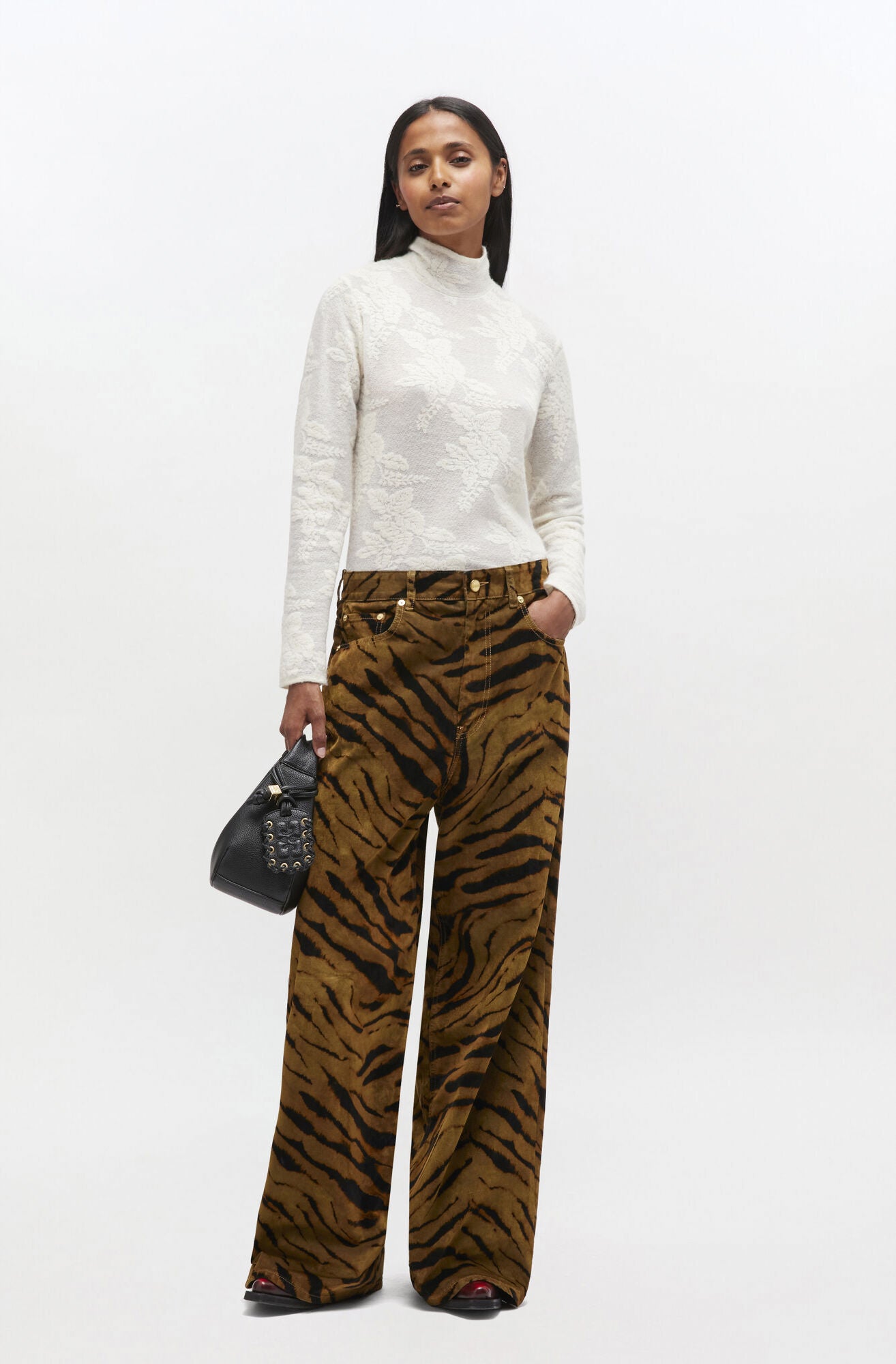 GANNI, Printed Denim, Khaki, Jeans