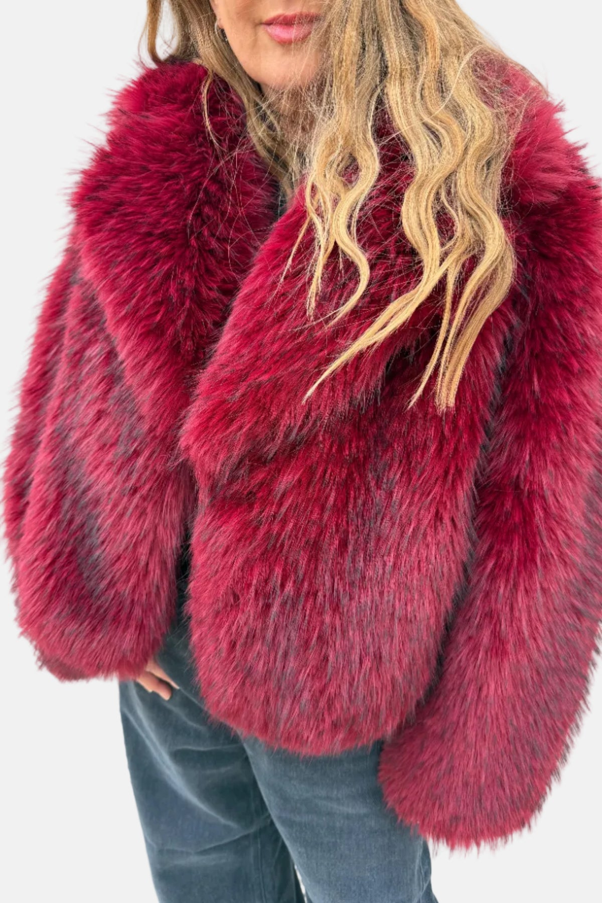 Stand Studio Samara, Dark Raspberry, Kunstfelljacke