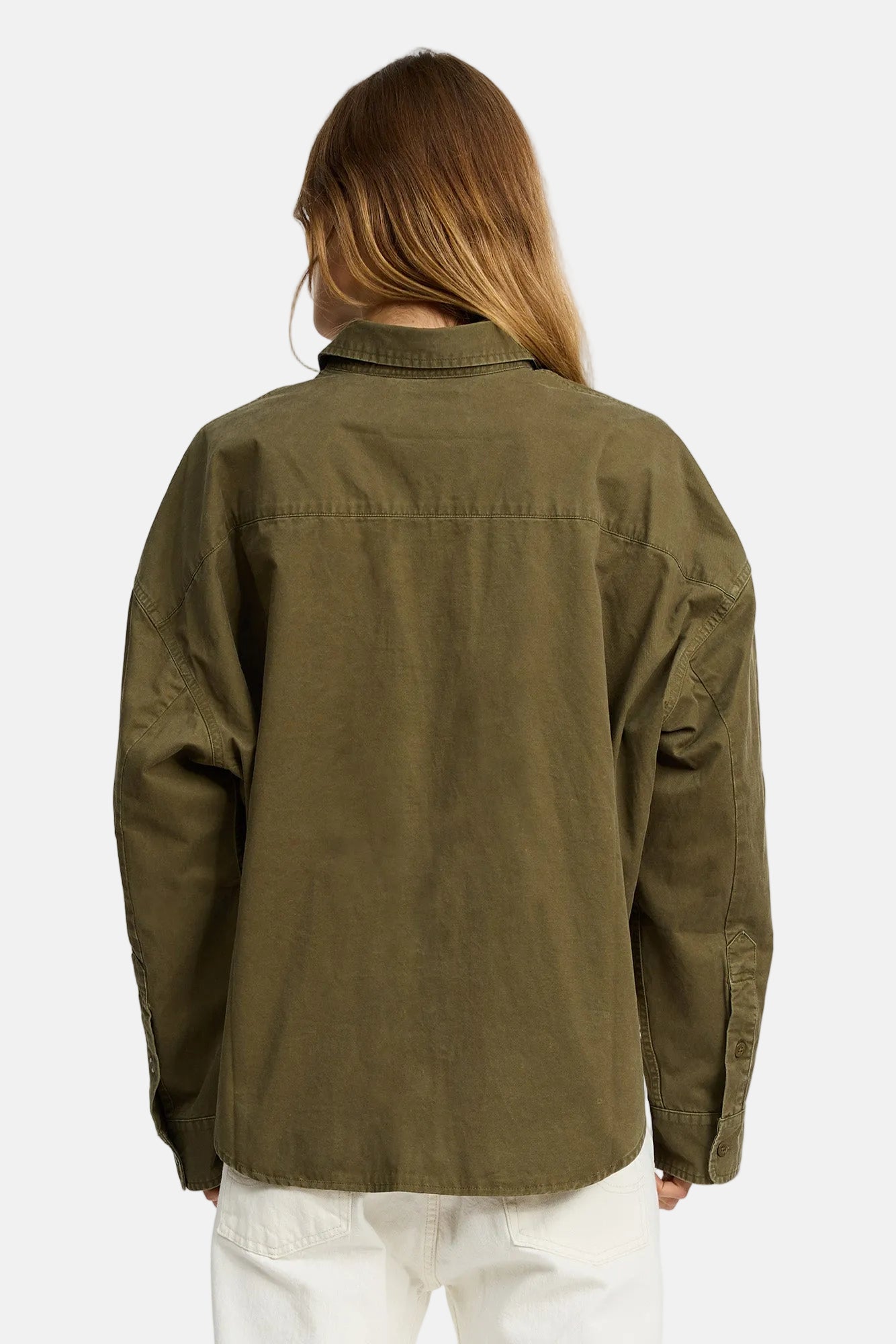 Denimist Cropped Utility Shirt, Olive, Hemd