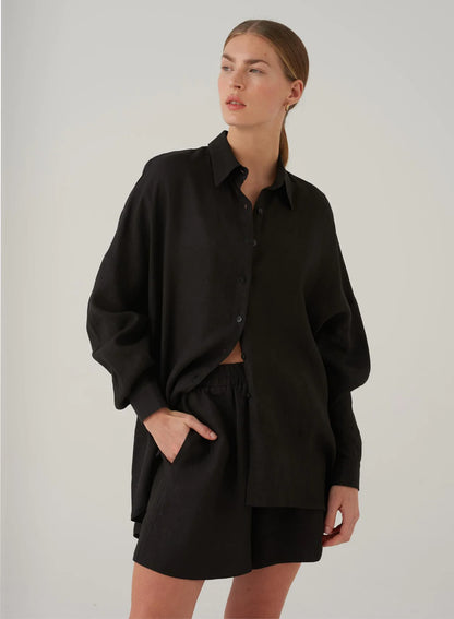 Vigo Linen Shorts, Black