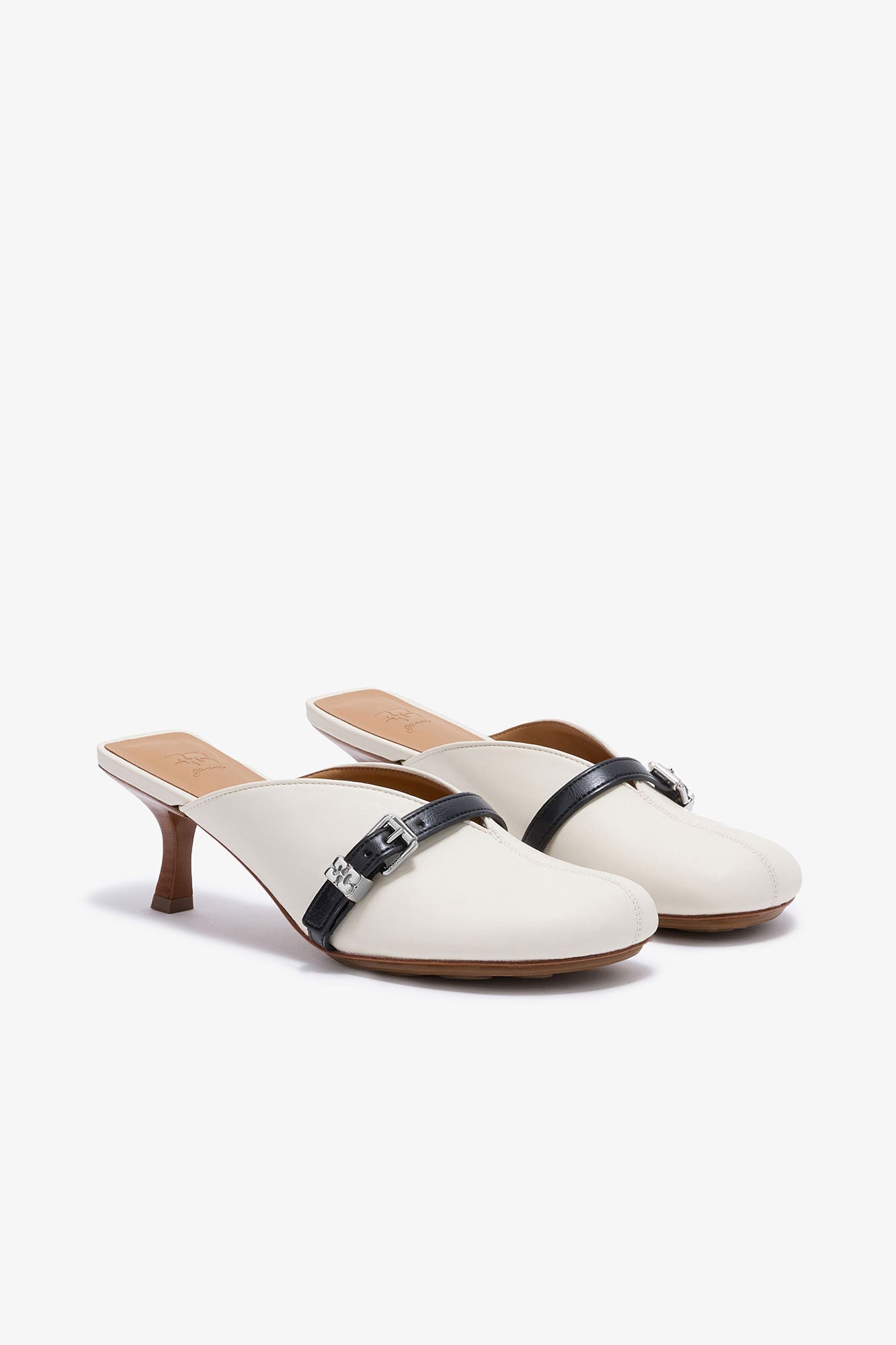 GANNI Sue Mule, Egret, High Heel