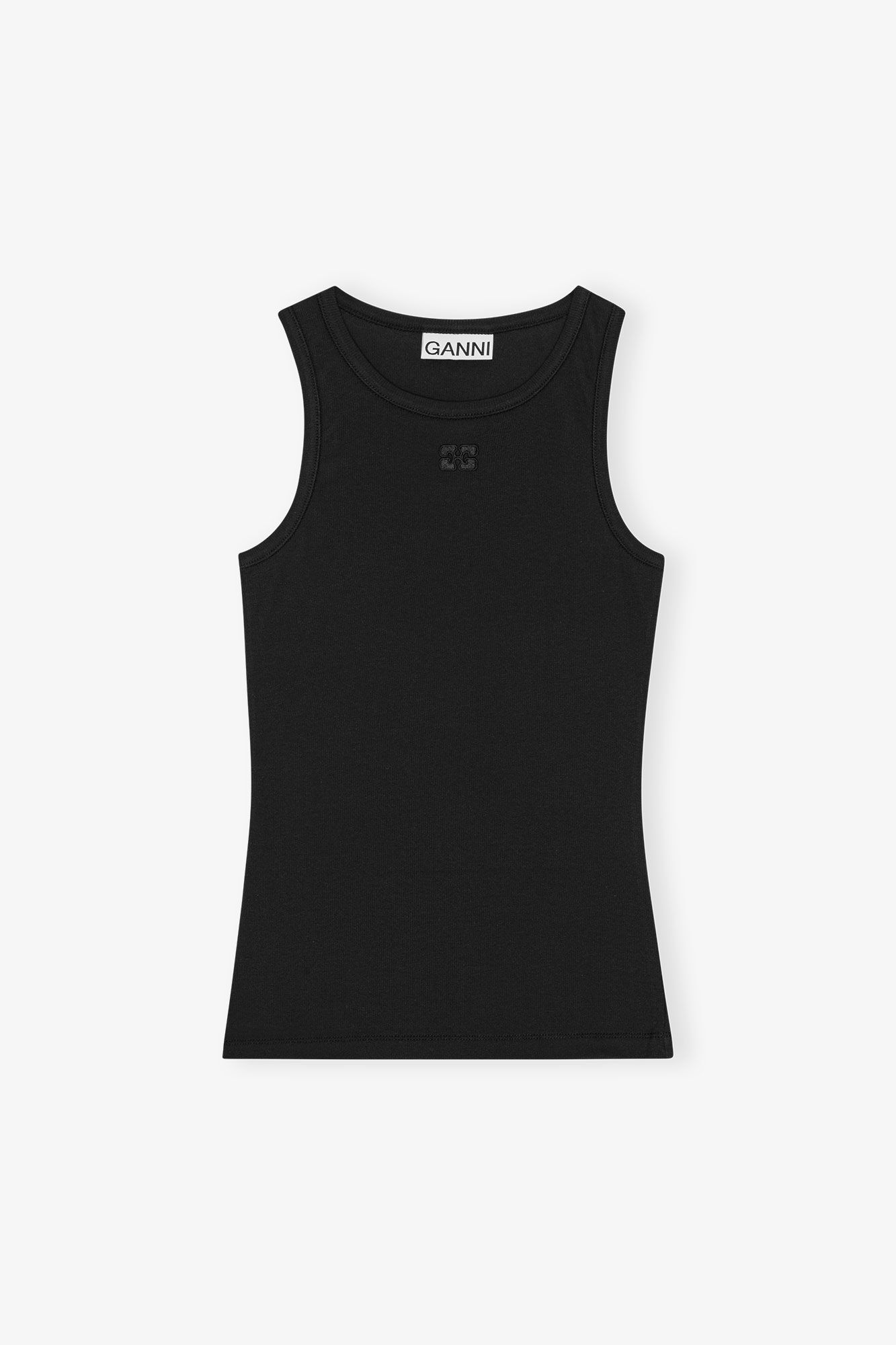 GANNI Soft Cotton Rib, Black, Tanktop