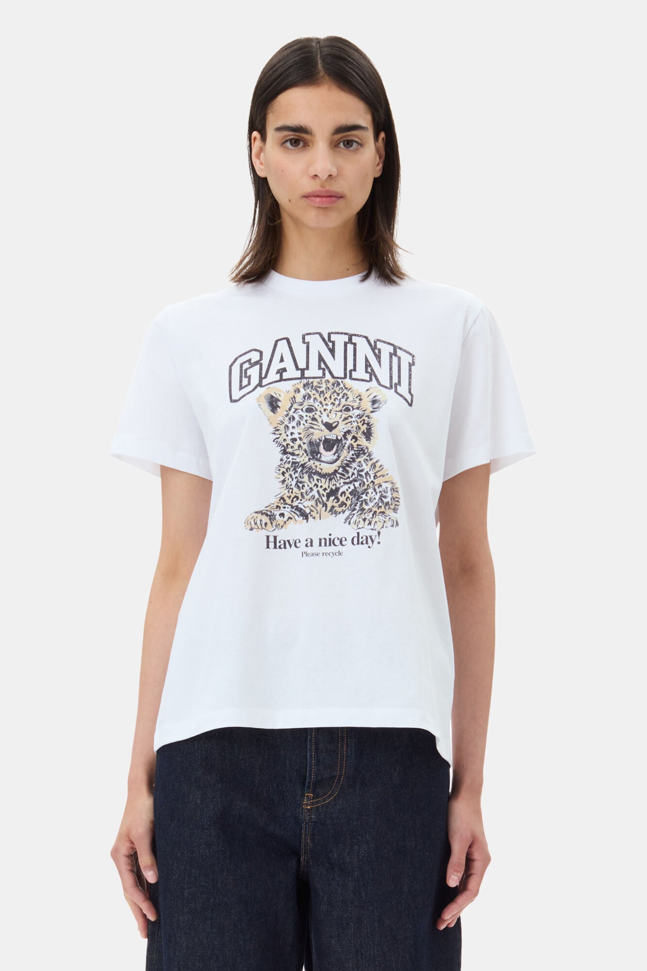 GANNI Basic Jersey Relaxed, Leopard, T-Shirt