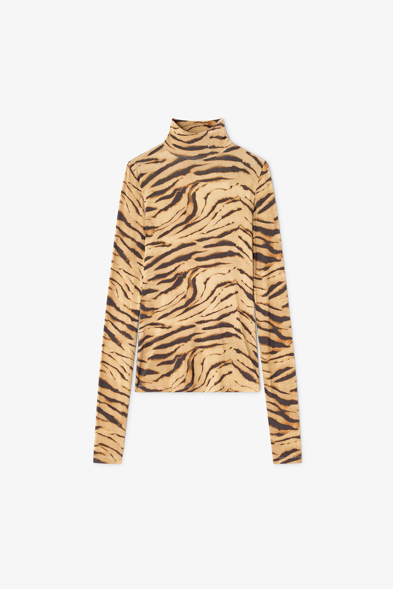 GANNI Printed Shiny, Khaki, Turtleneck