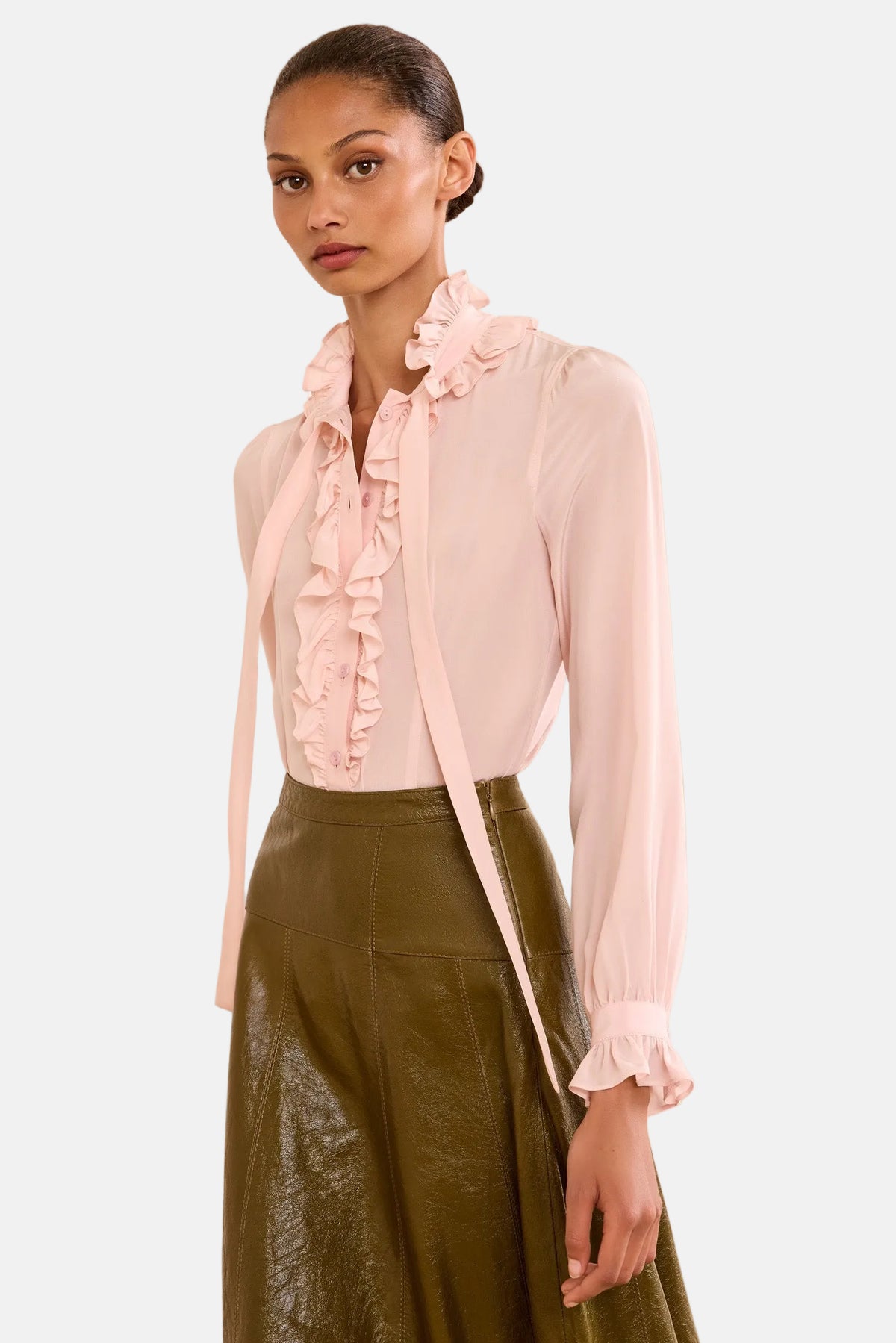 Ulla Johnson Catroux Seidenbluse in Powder, Ansicht 4