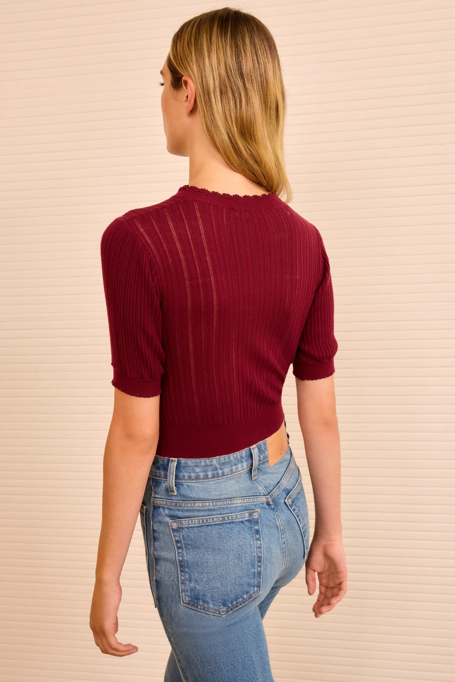 Ulla Johnson Gemma, Claret, Top mit Puffärmeln