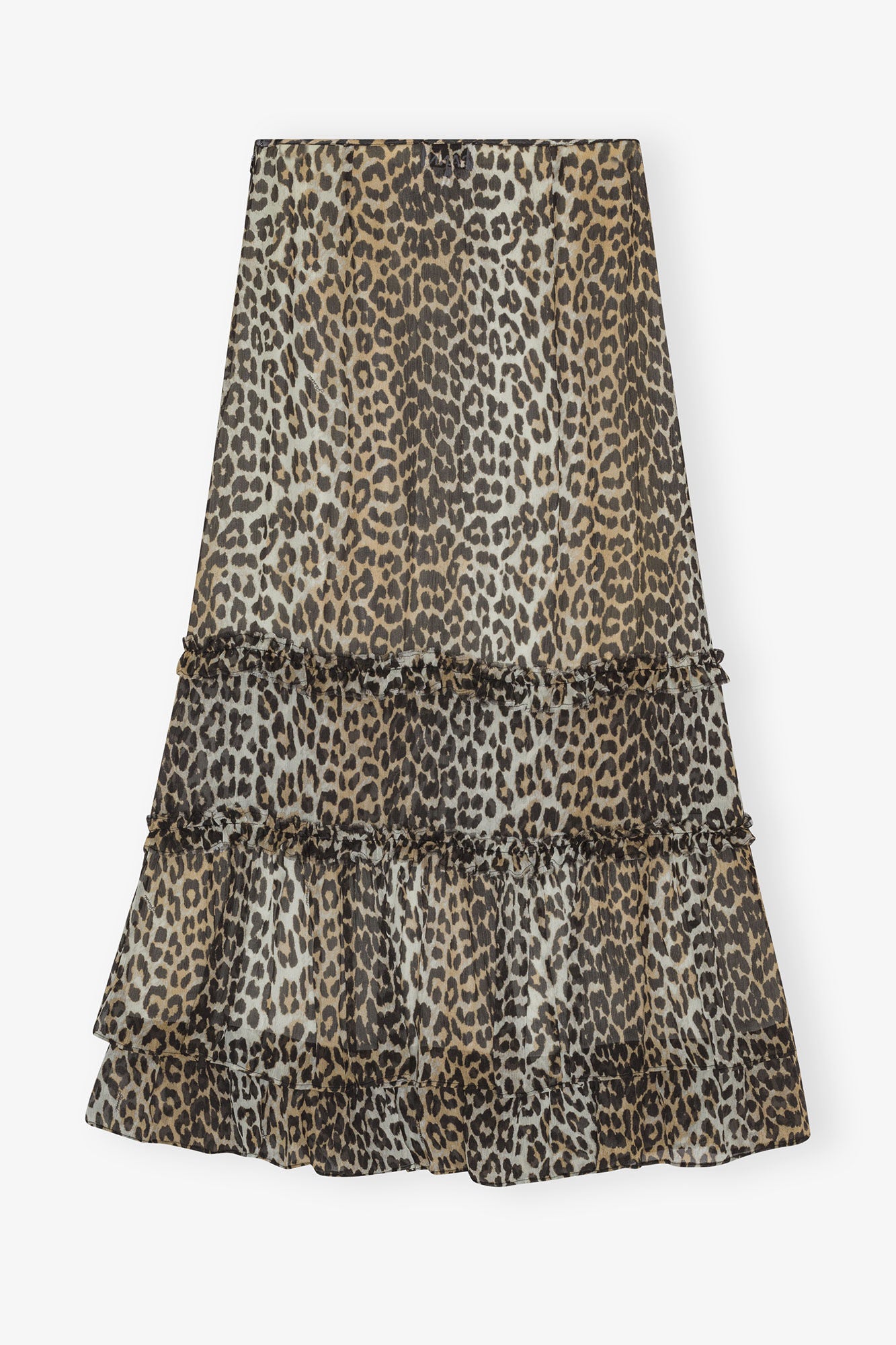 GANNI Chiffon Rüschen, Leopard, Rock