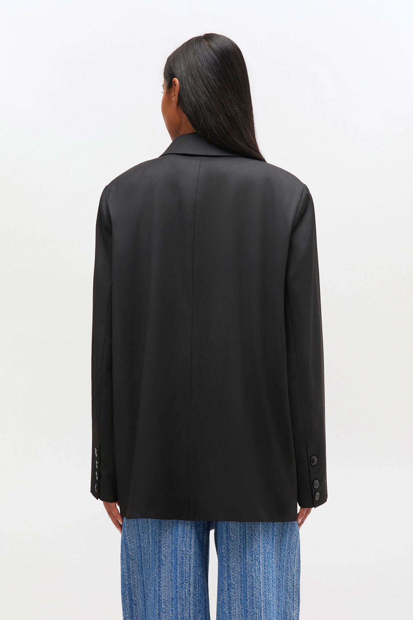 GANNI Calendered Wool, Black, Blazer