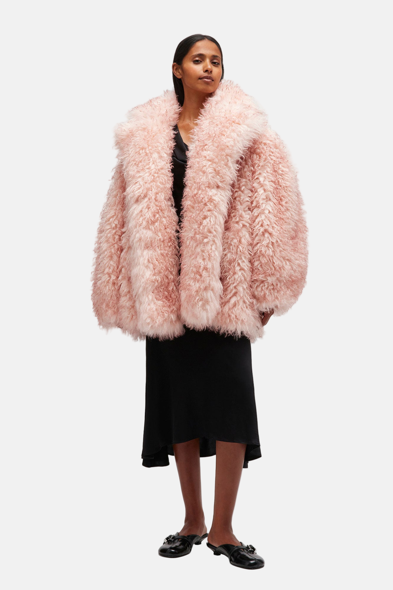 GANNI Midi Fur, Rose, Mantel