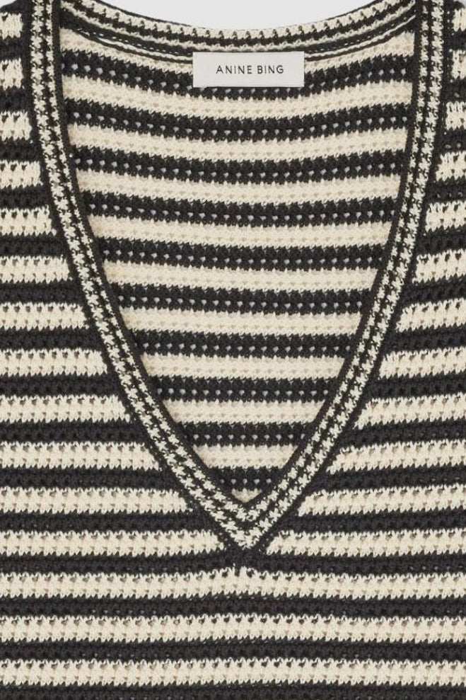 Anine Bing, Lowen, Black and Ivory, Sweater