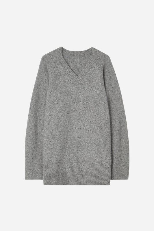 Daria, Grey, V-Neck Sweater
