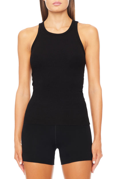 High Neck Fitted, Black, Tanktop