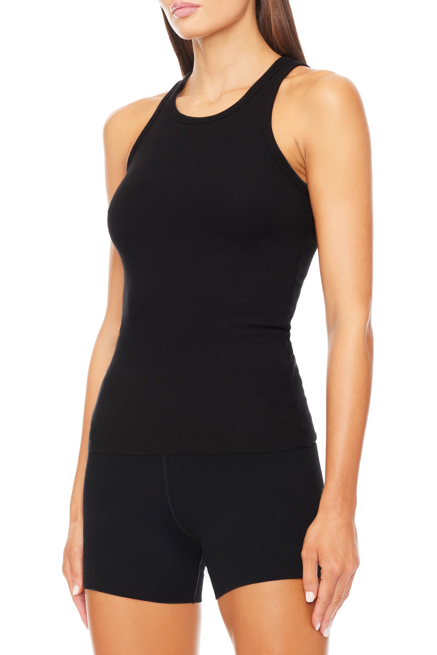 High Neck Fitted, Black, Tanktop