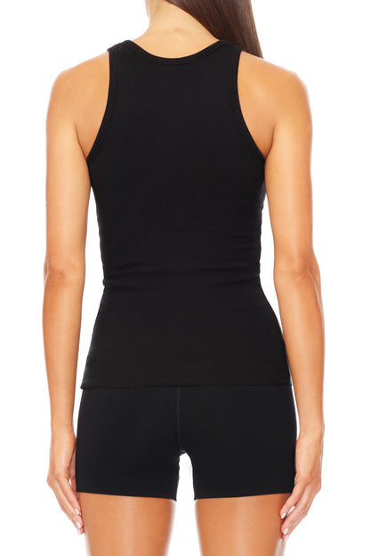 High Neck Fitted, Black, Tanktop