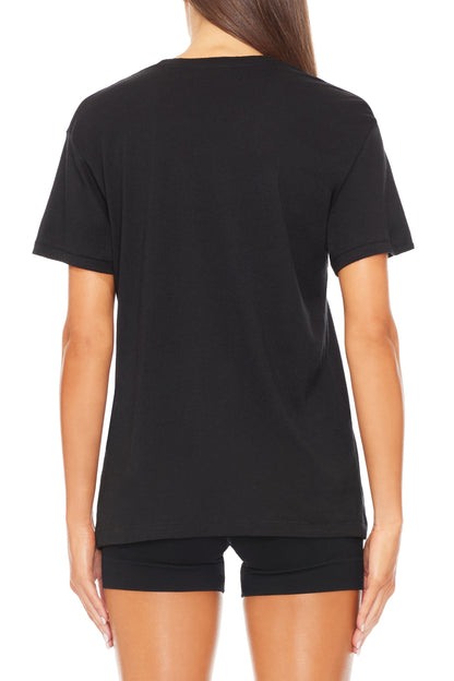 Short Sleeve, Black, Boyfriend Shirt