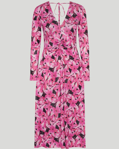 Coated Jersey Midi, Carmine, Kleid