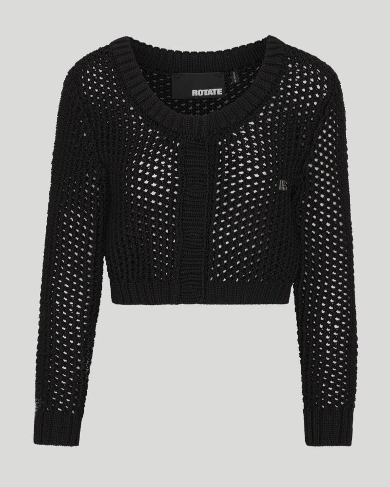 Heavy Crochet, Black, Cardigan