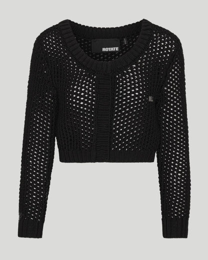 Heavy Crochet, Black, Cardigan