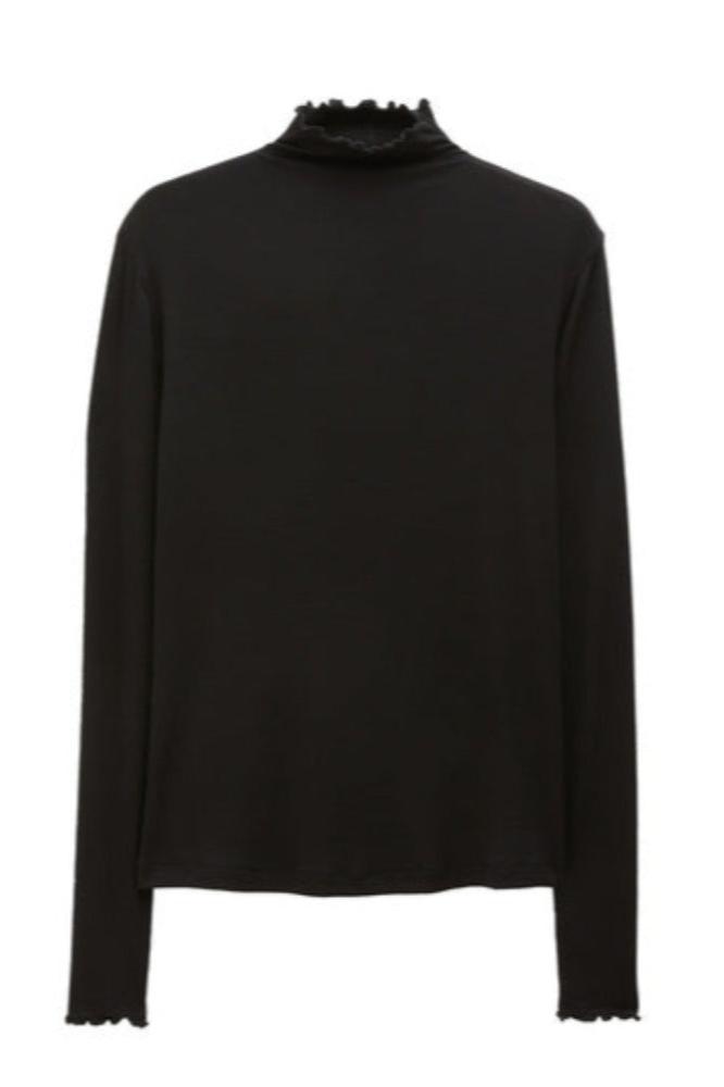 Mock, Black, Wool Top