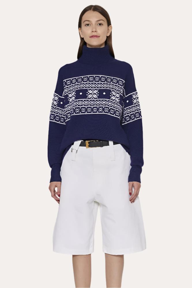 Pembrokeshire, Navy Fairisle, turtleneck sweater