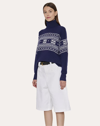 Pembrokeshire, Navy Fairisle, turtleneck sweater