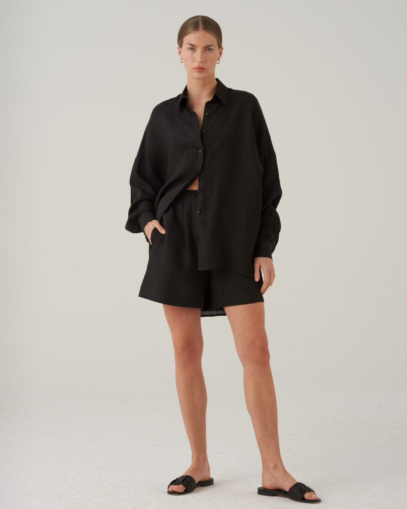 Vigo Linen Shorts, Black